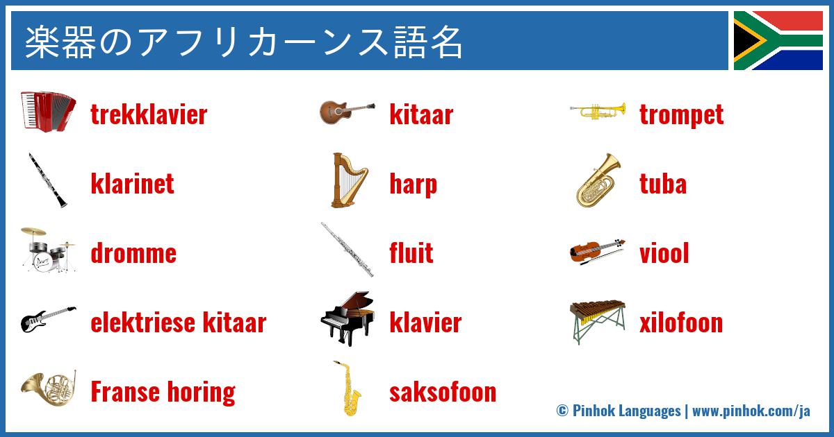 楽器のアフリカーンス語名