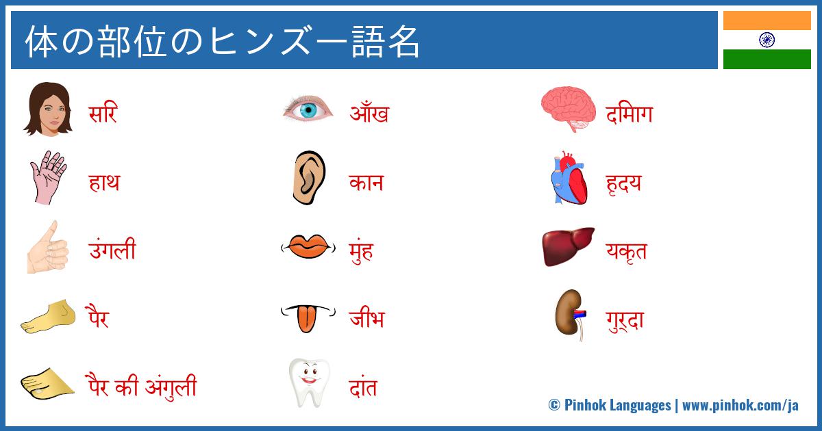 体の部位のヒンズー語名