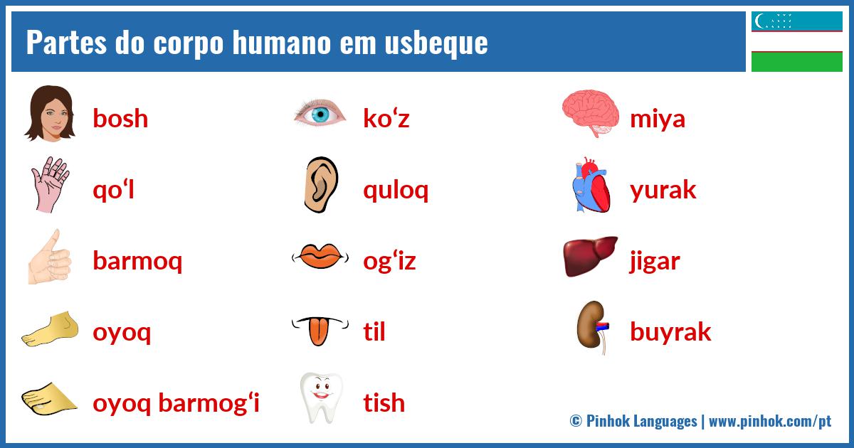 Partes do corpo humano em usbeque